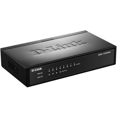 D-Link Systems DES-1008PA 8-Port Metal Desktop Switch with 4 PoE Ports