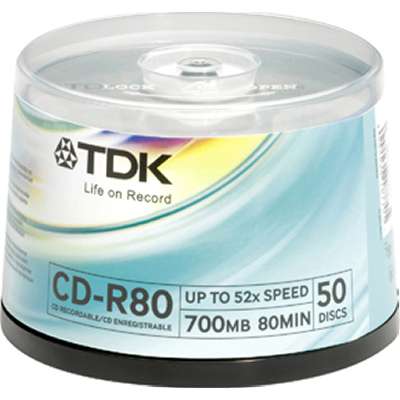 TDK 80 Min 52X Bulk White Thermal Hub Printable for Prism/Everest/Teac Printerszcd