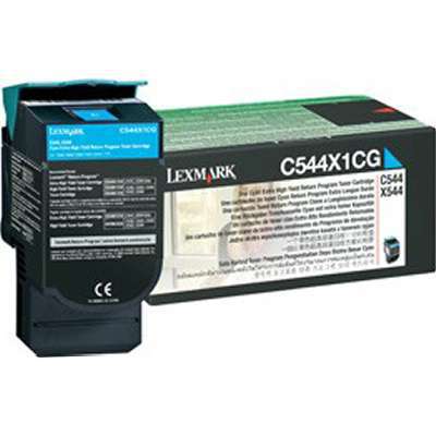 Lexmark C544, X544 Cyan Extra High Yield Return Program Toner Cartridge