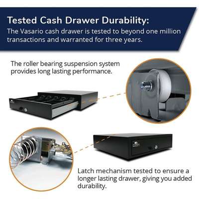 APG Cash Drawer Vasario 16X16 Black Manual 5 Bill x 5 Coin Till