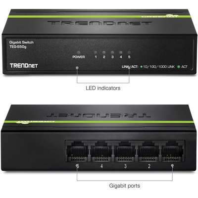 TRENDnet 5-Port Gigabit GREENnet Switch (Metal)