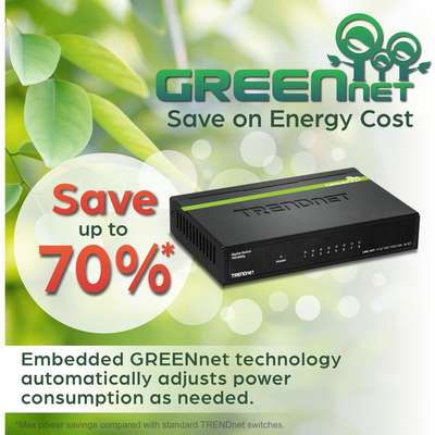 TRENDnet 8-Port Gigabit GREENnet Switch (Metal)