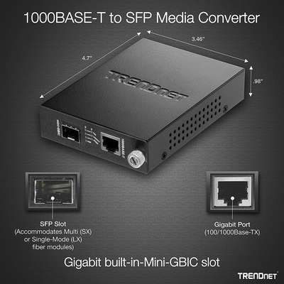 TRENDnet Intelligent 100/1000Mbase-T to SFP Media Converter