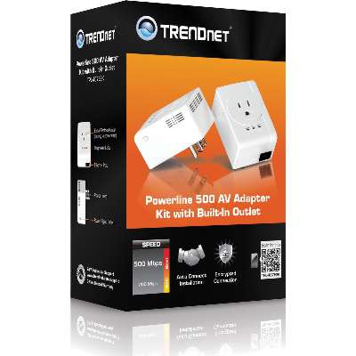 TRENDnet 500 AV Compact Powerline Adapter Kit /w Pass Through
