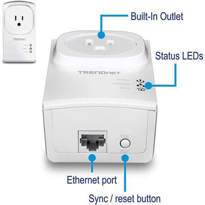 TRENDnet 500 AV Compact Powerline Adapter Kit /w Pass Through