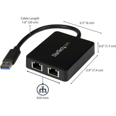 StarTech.com USB 3.0 Dual Gigabit Ethernet Adapter NIC with USB Port