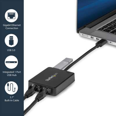 StarTech.com USB 3.0 Dual Gigabit Ethernet Adapter NIC with USB Port