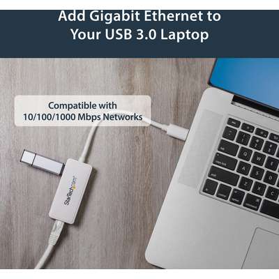 StarTech.com USB 3.0 Ethernet Adapter NIC with USB Port - White