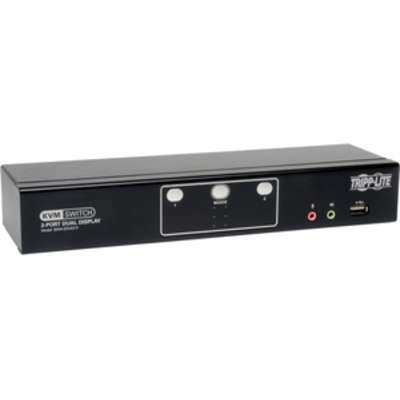 Tripp Lite 2-Port Dual Monitor DVI KVM Switch, TAA, GSA with Audio & USB 2.0 Hub, Cables Incl