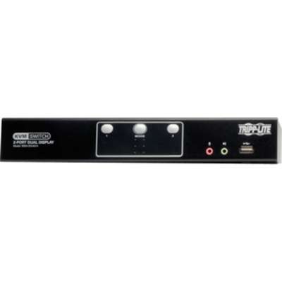 Tripp Lite 2-Port Dual Monitor DVI KVM Switch, TAA, GSA with Audio & USB 2.0 Hub, Cables Incl