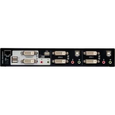 Tripp Lite 2-Port Dual Monitor DVI KVM Switch, TAA, GSA with Audio & USB 2.0 Hub, Cables Incl