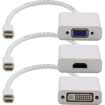 AddOn Mini-DP Bundle MDP to VGA HDMI DVI White Adapter