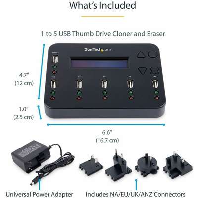 StarTech.com Standalone 1:5 USB Flash Drive Duplicator / Copier and Eraser