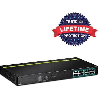 TRENDnet 16-Port Gigabit PoE+ Switch (250W)