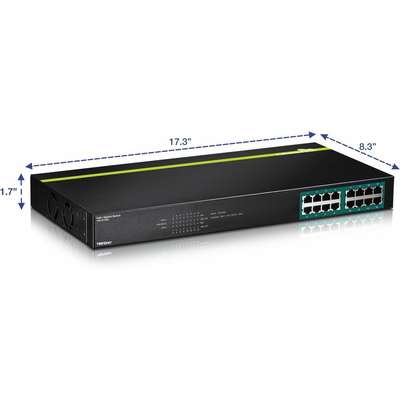 TRENDnet 16-Port Gigabit PoE+ Switch (250W)