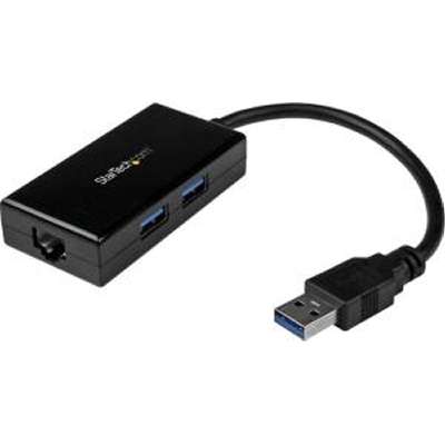 StarTech.com USB 3.0 Hub with Ethernet - Adapter with Built-In 2-Port USB Hub