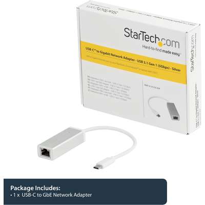 StarTech.com USB C to Gigabit Ethernet Adapter with Aluminum Housing - Silver
