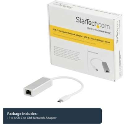 StarTech.com USB C to Gigabit Ethernet Adapter with Aluminum Housing - Silver
