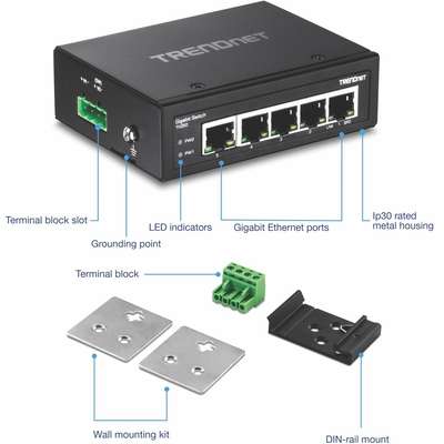 TRENDnet 5-Port hardened Industrial Gigabit Switch