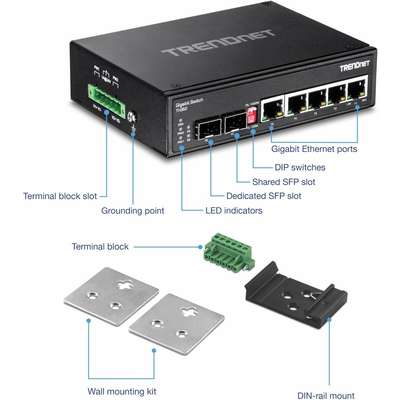 TRENDnet 6-Port hardened Industrial Gigabit Switch