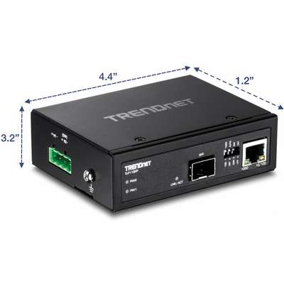 TRENDnet Hardened Industrial 100/1000Base-T to SFP Media Converter