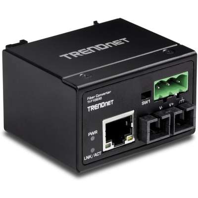 TRENDnet Hardened Industrial 100Base-FX Single-Mode SC Fiber Converter