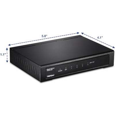 TRENDnet 4-Port Gigabit Switch with SFP Slot (Metal)
