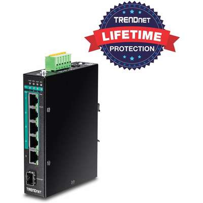 TRENDnet 6-Port hardened Industrial Gigabit PoE+ Layer 2 Managed DIN-Rail Switch