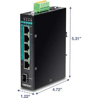 TRENDnet 6-Port hardened Industrial Gigabit PoE+ Layer 2 Managed DIN-Rail Switch