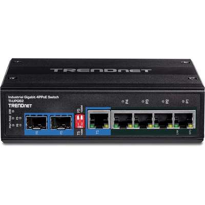 TRENDnet 6-Port Hardened Industrial Gigabit Ultra PoE DIN-Rail Switch
