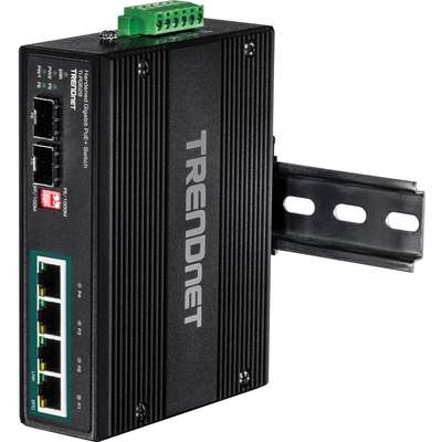 TRENDnet 6-Port hardened Industrial Gigabit PoE+ Switch /w 2 SFP