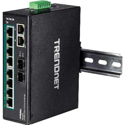 TRENDnet 10-Port Hardened Industrial Gigabit PoE+ DIN-Rail Switch