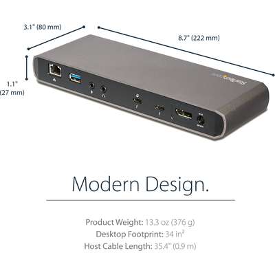 StarTech.com Thunderbolt 3 Dock - Dual 4K 60Hz DP Docking Station - 85W PD