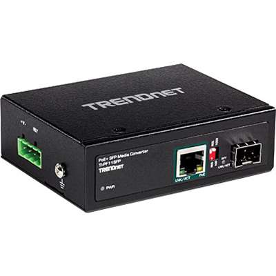 TRENDnet Hardened Industrial SFP to Gigabit PoE+ Media Converter