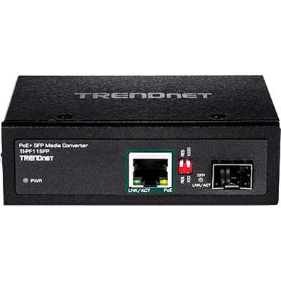 TRENDnet Hardened Industrial SFP to Gigabit PoE+ Media Converter