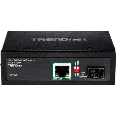 TRENDnet Hardened Industrial SFP to Gigabit UPoE Media Converter