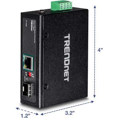 TRENDnet Hardened Industrial SFP to Gigabit UPoE Media Converter