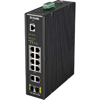D-Link Systems 12-Port Managed Industrial Switch, -40C to +75C. PoE, 240W Budget