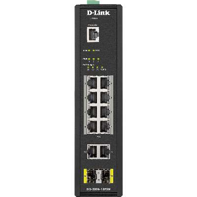 D-Link Systems 12-Port Managed Industrial Switch, -40C to +75C. PoE, 240W Budget