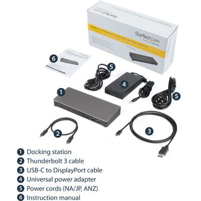 StarTech.com Thunderbolt 3 Dock Dual Monitor 4K 60Hz with DP - 85W PD/6xUSB/SD