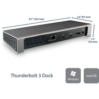 StarTech.com Thunderbolt 3 Dock Dual Monitor 4K 60Hz with DP - 85W PD/6xUSB/SD