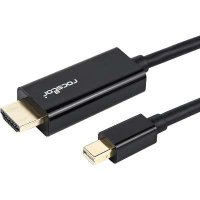 Rocstor 6FT Mini Displayport to HDMI M/M 4KX2K 30HZ Cable Black