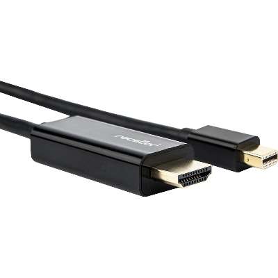 Rocstor 6FT Mini Displayport to HDMI M/M 4KX2K 30HZ Cable Black