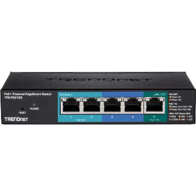 TRENDnet 5-Port Gigabit PoE+ Powered EdgeSmart Switch with PoE Pass-Through (15W)