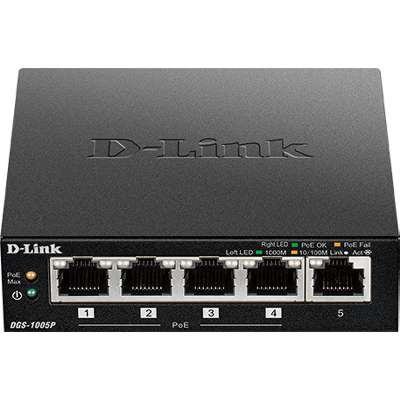 D-Link Systems D-Link NT Dgs-1005P 5-Port Gigabit Unmanaged Desktop Switch with 4 PoE Ports