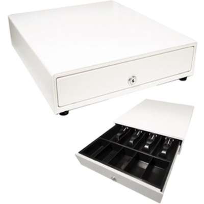 APG Cash Drawer Vasario Printer Drawer 24V White 14X16 4 Bill 5 Coin Till