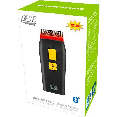 Adesso Bluetooth Antimicrobial Waterproof 2D Barcode Scanner