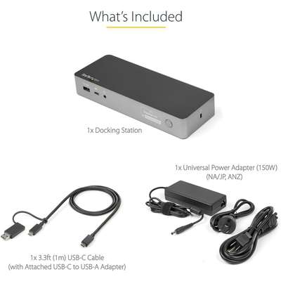 StarTech.com USB-C & USB-A Hybrid Dock with 100W PD - Dual 4K 60Hz HDMI / DP