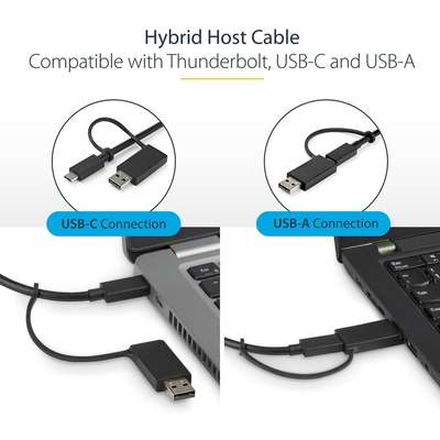 StarTech.com USB-C & USB-A Hybrid Dock with 100W PD - Dual 4K 60Hz HDMI / DP