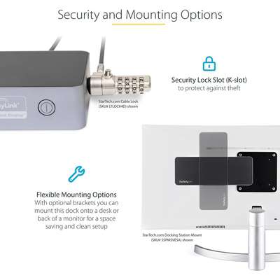 StarTech.com USB-C & USB-A Hybrid Dock with 100W PD - Dual 4K 60Hz HDMI / DP